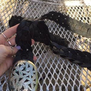 Vintage Black Leather Belt